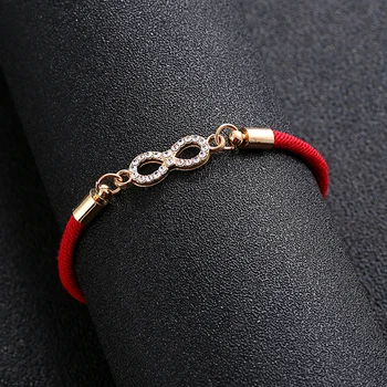 

Unique Bracelet Red Rope Thread Female Digital 8 Infinity Braid Bracelets Black Red Thin String Rope Thread Women Lovers