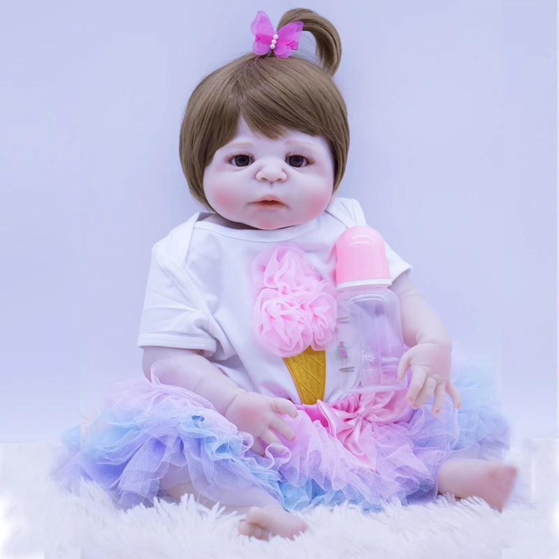 baby alive boneca toys 55cm silicone reborn baby dolls for children gift with princess dress toy DOLLMAI Non-toxic boutique doll