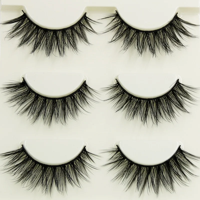 

YOKPN 1 box 3 Pair Natural Long Eye Lashes Cross Messy Soft Thick False Eyelashes Fashion Makeup Tools 3D Fake Eyelashes