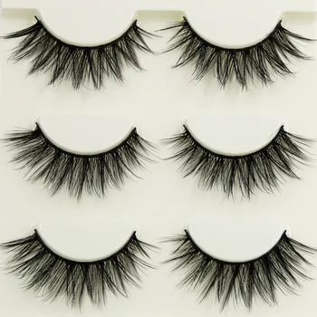 

YOKPN 1 box 3 Pair Natural Long Eye Lashes Cross Messy Soft Thick False Eyelashes Fashion Makeup Tools 3D Fake Eyelashes