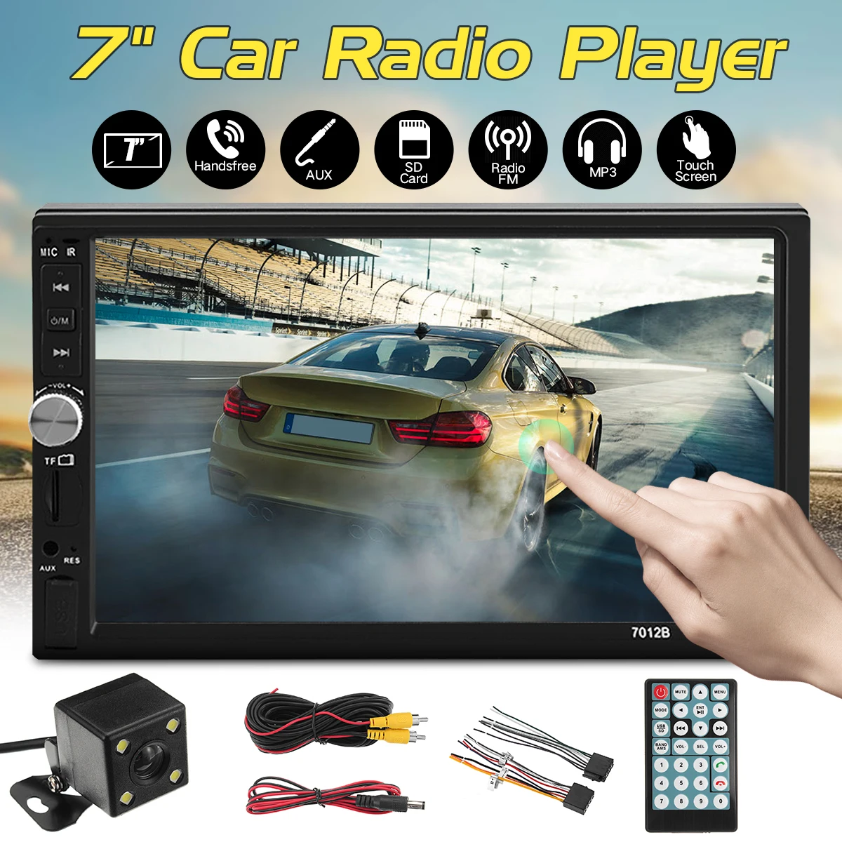 

7" 2 Din Car Autoradio MP5 HD Player 7012B Touch Screen Audio Video Stereo Bluetooth FM Radio + Rear Camera Backup Monitor