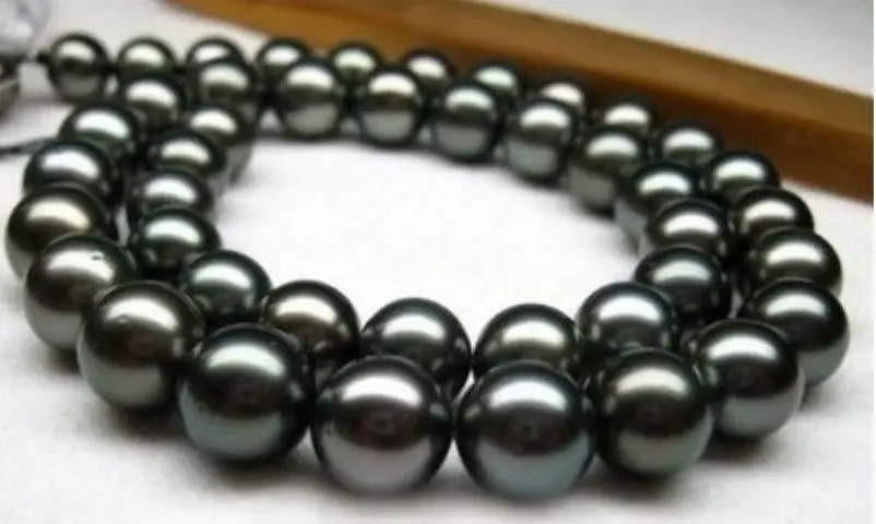 

Hot selling free shipping******Excellent AAA 17" SOUTH SEA 11-12mm tahitian black pearl necklace 14KGP Gold Clasp