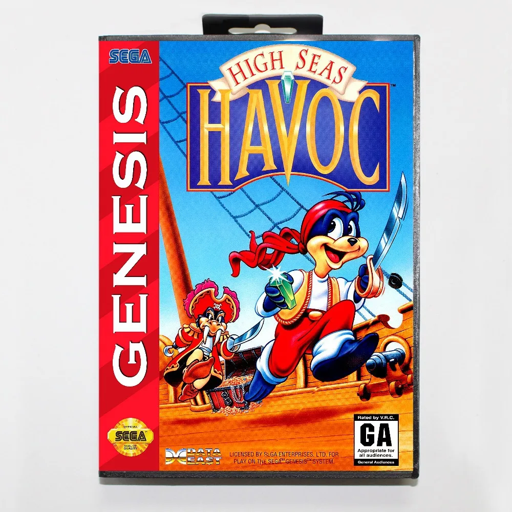 

16 bit Sega MD game Cartridge with Retail box - High Seas Havoc game cart for Megadrive for Genesis system