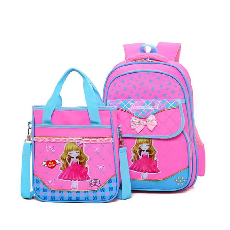 

2pcs/set School Bags Orthopedic Backpacks for Children School Bag for Girls Cute Bow Princess Book Bag for Teenage bolsa mochila