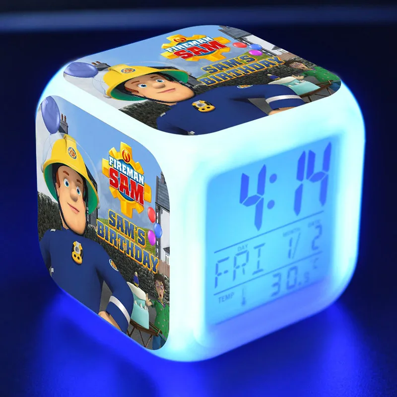 Будильник Fireman Sam со светодиодной подсветкой мультяшная фигурка ночсветильник из