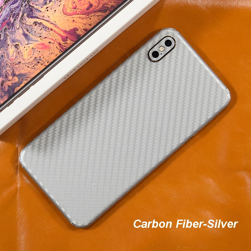 3D Carbon Fiber  Leather Wood Skins Protective Phone Back Cover Sticker For iPhone XS MAX XS X 8 Plus 7 6 6S Plus Back Sticker (6)