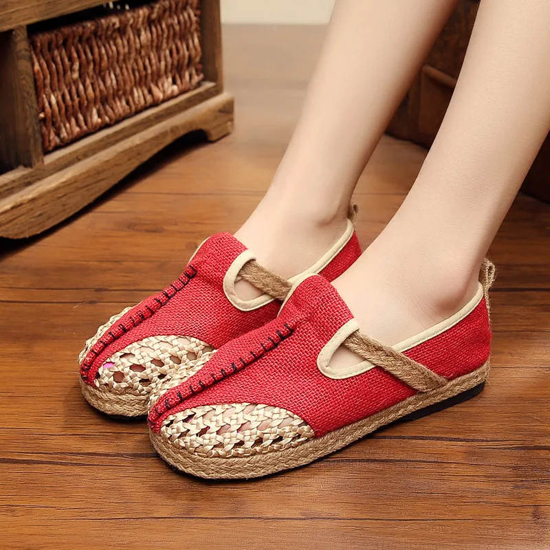 Breathable Linen Trend Lazy Flat  Shoes  Walking  Shoes  Round 