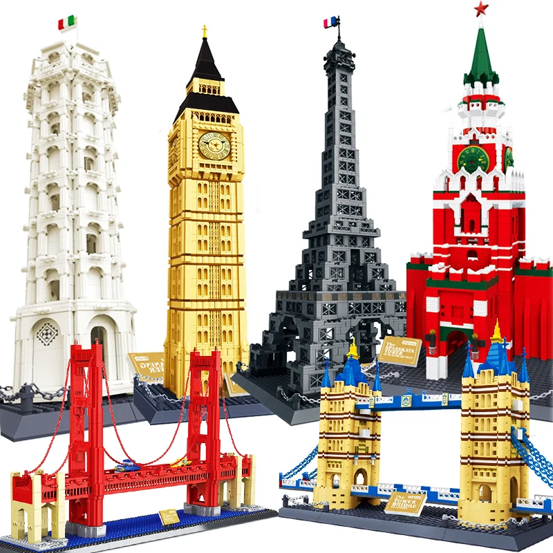 

WanGe city compatible Legoed Architecture studio Taj Mahal Big Ben Eiffel Tower London New York Paris Moscow UK building blocks