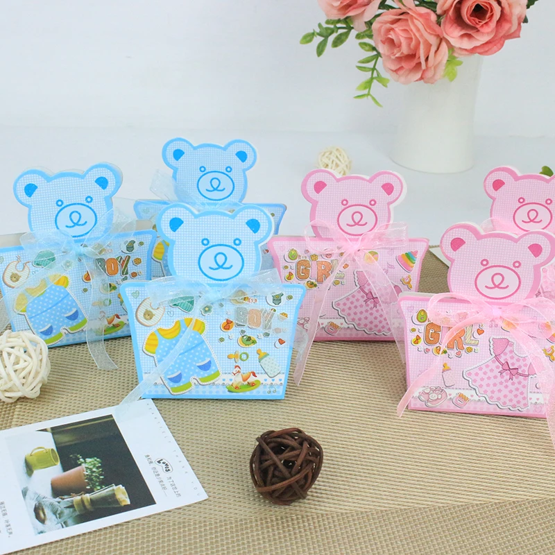 AVEBIEN милый медведь ребенок душ коробка для конфет мальчик и девочка день рождения украшения Детские сувениры шоколадная бумажная коробка 50 шт