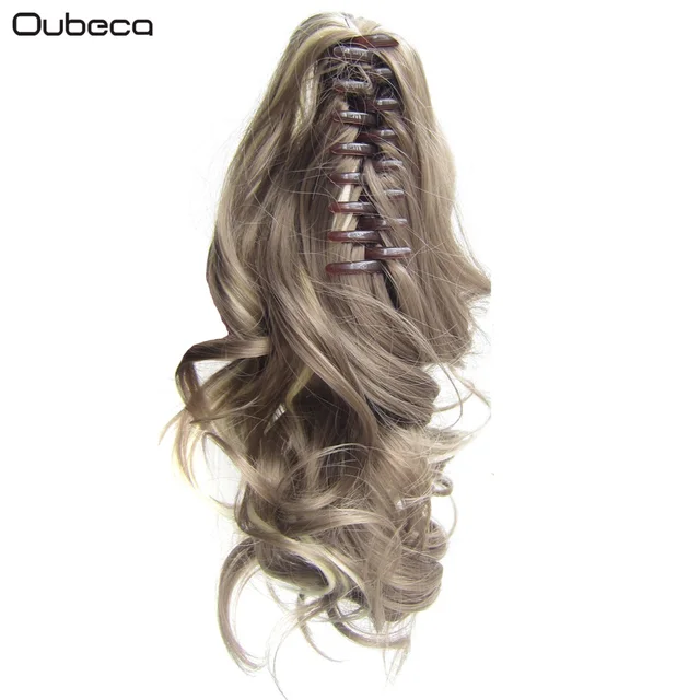 Best Price OUBECA Short Curly Claw Ponytail Clip In High Temperature Fiber Synthetic Ponytails Hair Extension Pieces