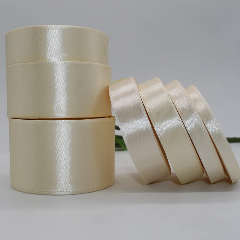 

25 Yards\lot 6mm-50mm Width Ivory Silk Satin Ribbon DIY Material Solid Fabric Ribbons For Prom Party Decoration Gift Wrapping
