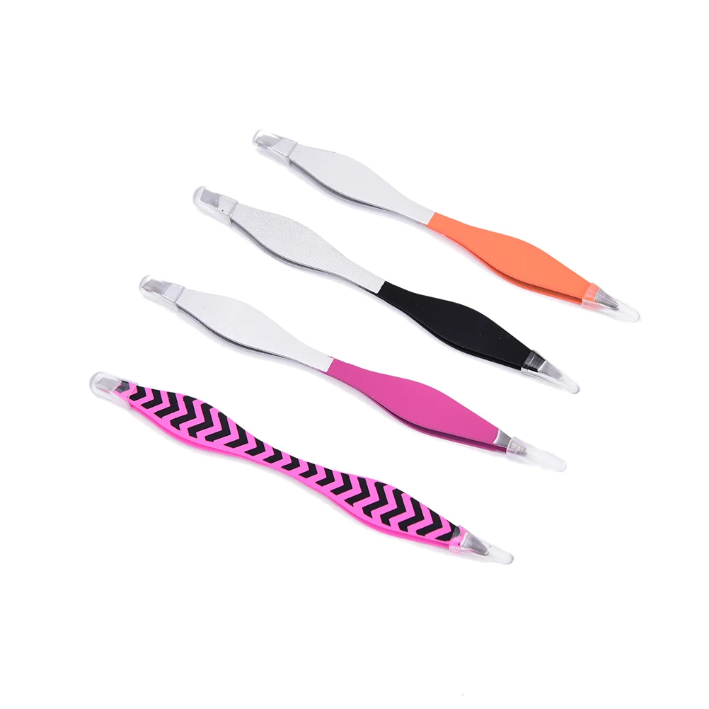 

1Pcs Random Color Double Clips Beveled Stainless Eyebrow Clip Forceps Eyebrow Tweezers