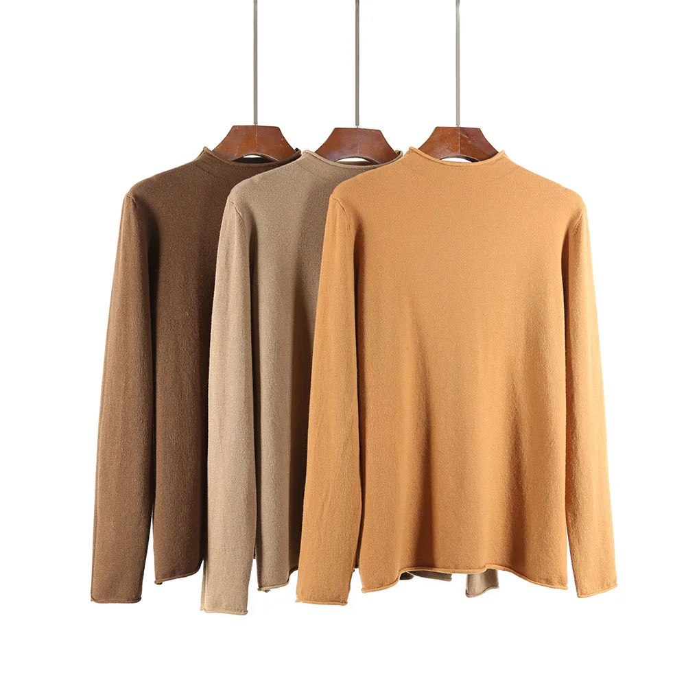 

Xisteps New Knitted Pullover Sweater Solid Color For Women Spring Slim All Match Turtleneck Long Sleeve Female Twelve Color