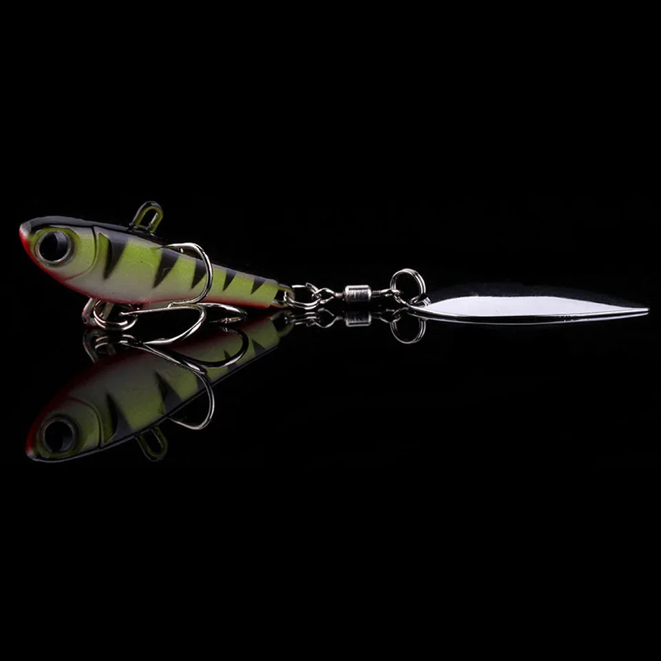 

WALK FISH 1PCS Metal spoon Vib Fishing Lure Sequins Spinnerbait 21.8g Sinking Vibration Lure with Rotating Spinners Spoon Bait