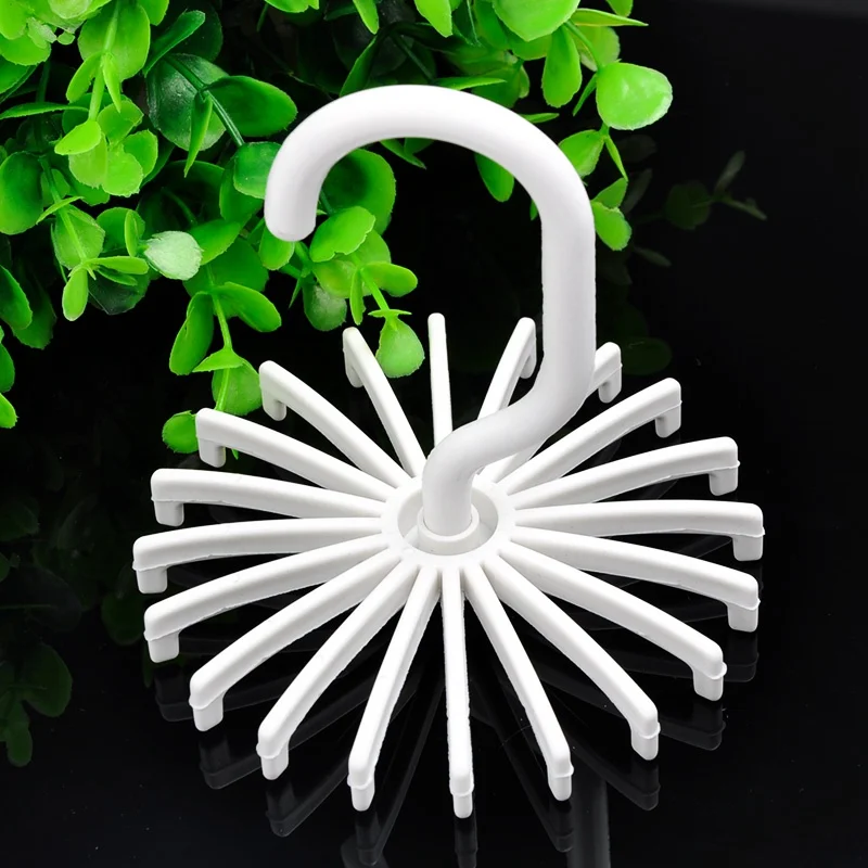 Portable White Rotating Tie Scarfs Rack Adjustable Hanger Holders 20 Neck Ties Hooks Organizer Hang Tool Free Ship JJ0306W-60 | Дом и сад