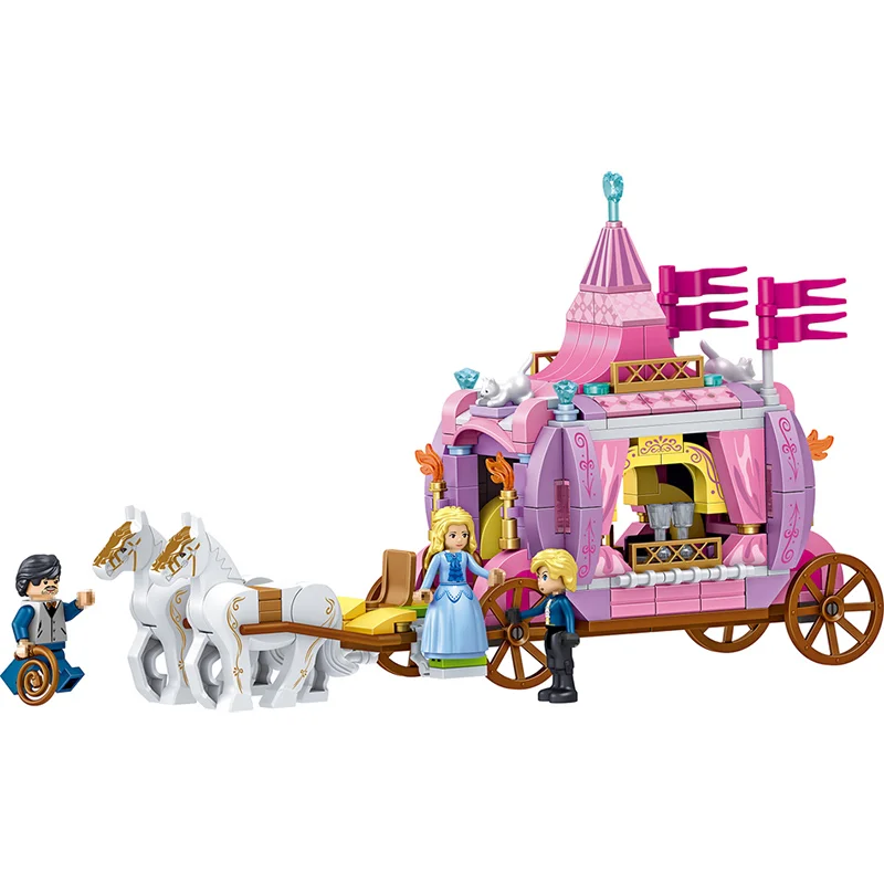 Billig Cinderella Prinzessin Royal Carriage Bausteine Prinzessin Figuren Freunde Blöcke Bricks Modell Spielzeug Mädchen Geschenk