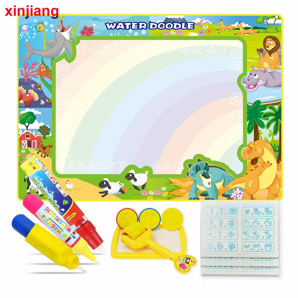 Magic Doodle коврик доска для рисования водой для детей игрушка живопись с 2 волшебными ручками кисти аксессуары для рисования развивающие игрушки}