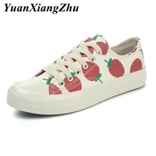 2019 new women vulcanized shoes fashion strawberry printed casual shoes women canvas shoes lace-up high-top shoes woman sneakers bomimi women canvas shoes woman vulcanized shoes lace up casual ladies shoes woman sneakers
