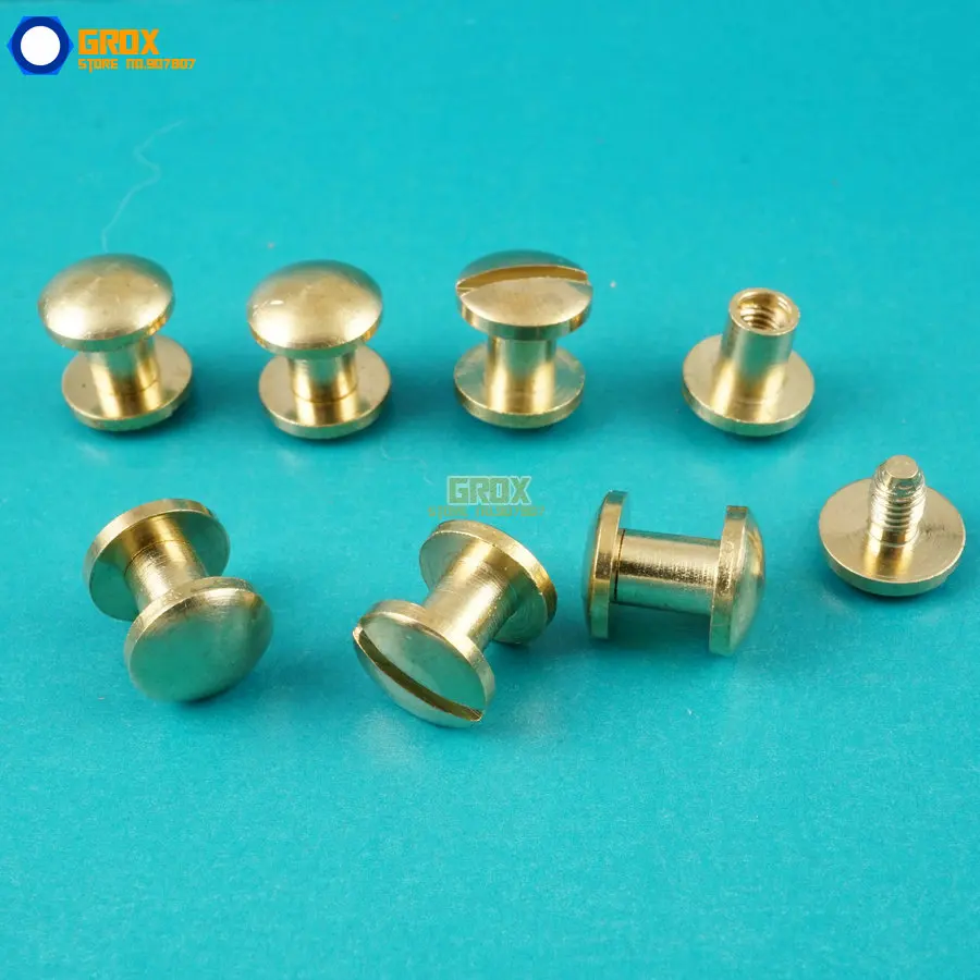 50 Set 8*5mm Solid Brass Rivet Chicago Screw for Leather Craft Belt