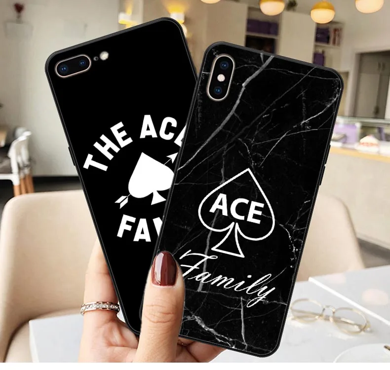 

The ACE Family Logo Black Marble Soft silicone TPU Cell Phone Case For iphone XS Max XR X 5S 5 SE 6 6s Plus 7 7Plus 8 8 plus
