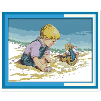 

The Beach Boy Home Decoration Chinese Counted Cross Stitch Pattern Needlework 11CT 14CT Printed On Canvas Embroidery Cross Set
