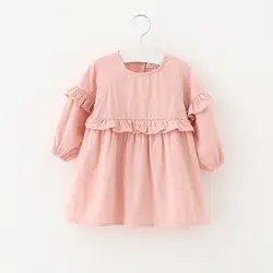 Младенческой Платье для маленьких девочек детей Костюмы Весна Infantil одежда для малышей принцессы с оборками Платья для женщин для Обувь для