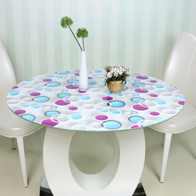  HAZY 3D Pattern PVC Round Tablecloth Waterproof Dust-proof Anti-fouling Soft glass Table Cover Prot