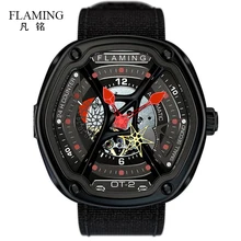 FLAMING Dietrich Series Fashion 1969 Organic Time OT 2 Red Watches Men Luxury Wristwatches with Miyota