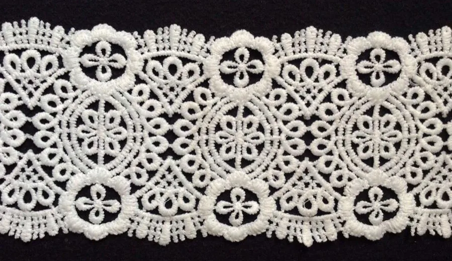 

8cm polyester water soluble exquisite embroidery geometry flower motif lace trim, XERY0608P