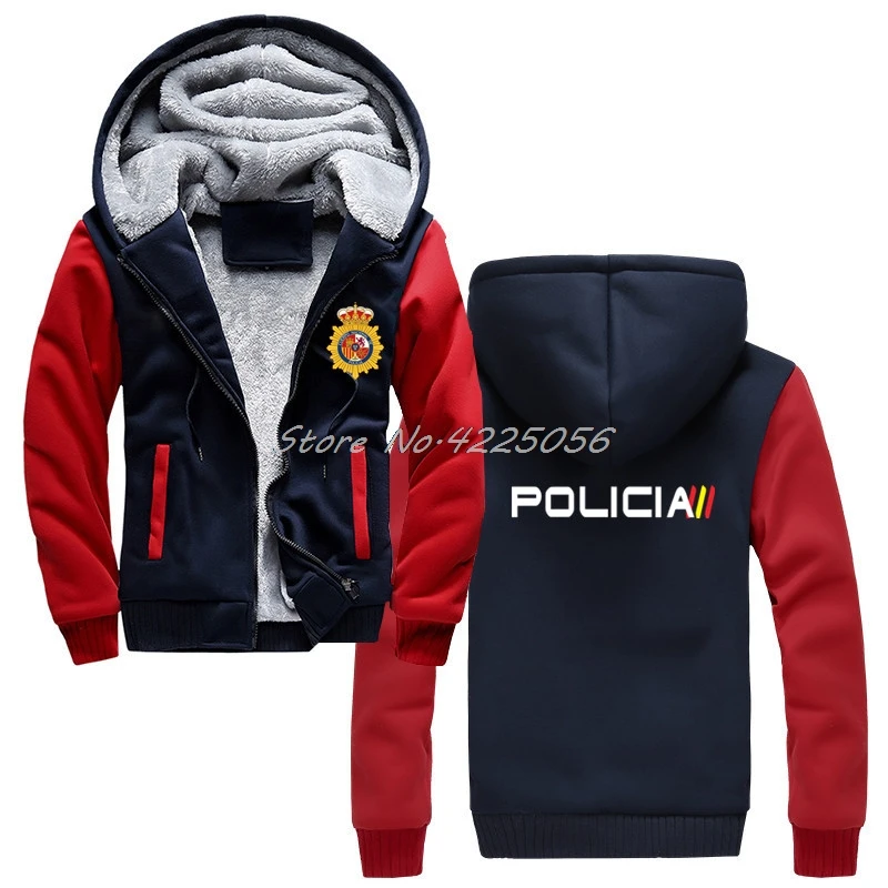 Espana Policia испанская национальная полиция Espana Policia толстовки Riot Swat спецназ толстовка мужская хлопковая теплая куртка - Цвет: Navy Red
