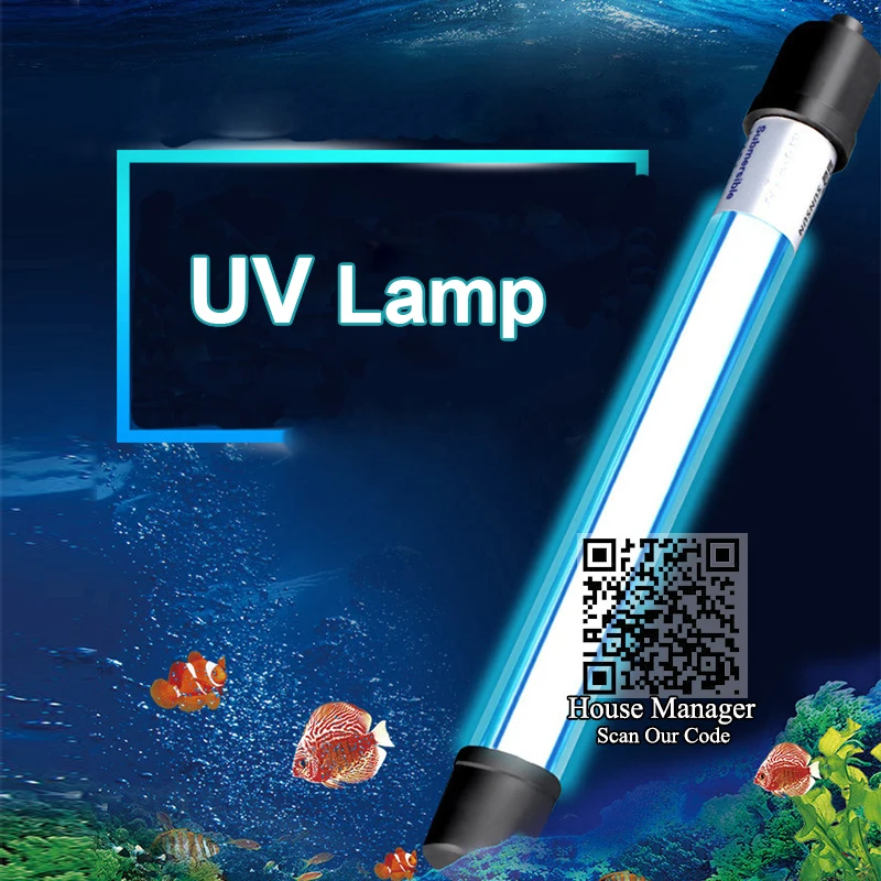 Аквариумный УФ стерилизатор ультрафиолетовая бактерицидная лампа, УФ-светильник для удаления водорослей+ дезодорирование+ чистая зеленая вода для аквариума