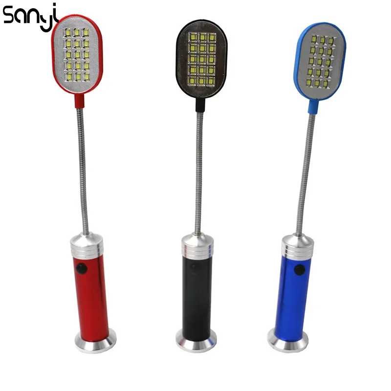 

SANYI 15 SMD LED Flexible Reading Flashlight 360 Degree Rotation Magnetic Working Studying Desk Lights Lamp Convenient Using AAA
