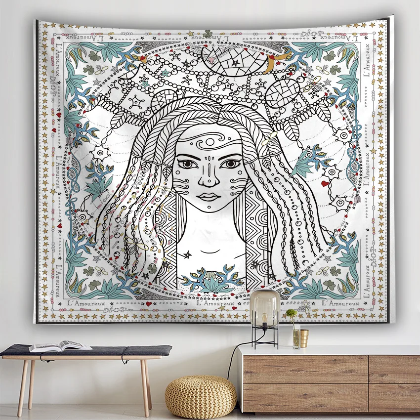 Hand Evil Eye Tapestry Mandala Wall Art Home Decoration Bohemian Scissors Rose Flower Hanging | Дом и сад