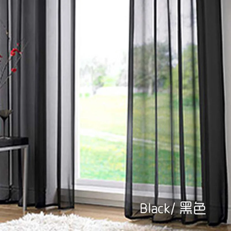 

European and American Style White Window Screening Solid Door Curtains Drape Panel Sheer Tulle for Living Room
