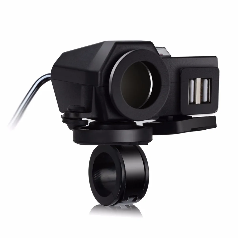 Waterproof Smart 5V/2.1A Dual USB Output Motorcycle Handlebar Clamp