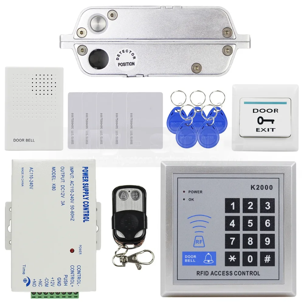 

DIYSECUR 125KHz RFID Password Keypad Access Control Security System Full Kit Set Electric Drop Bolt Lock Electric Mortise Lock