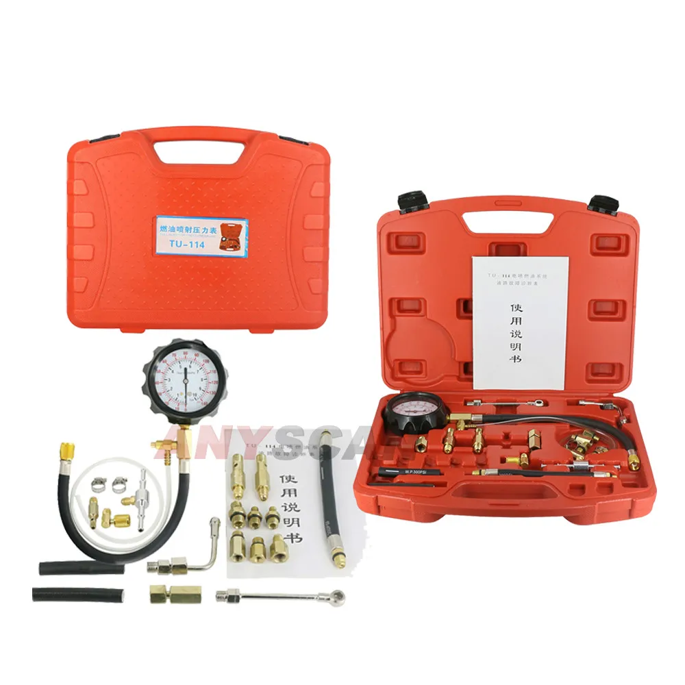 

TLXC Fuel Pressure Tester 0-140psi 0-10 bar TU-114 Fuel Injection Pump Pressure Tester Gauge Meter Kit