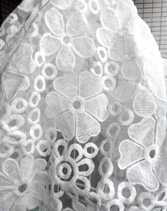 

organza lace 100% cotton 3d fabric flowers embroidery wedding dress skirt formal dress clothes fabric