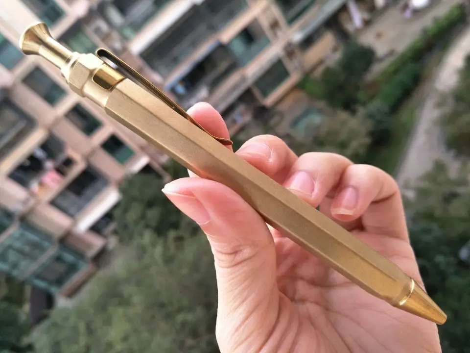 

Metal Pencils Retro Brass Pencil Pen With Pen Holder Hexagonal Press Brass Pen Pure Copper Pen EDC