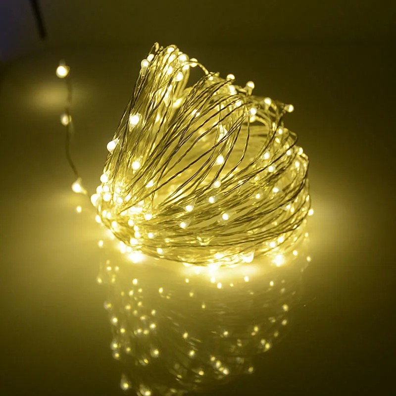 

led silver string lights 20M 200 led 5V USB powered outdoor christmas lights festival wedding party home indoor decoration