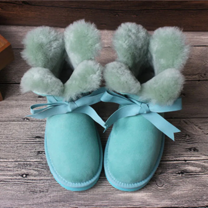 

High quality classic snow boots real sheepskin leather natural fur women's boots fashion warm wool winter boots