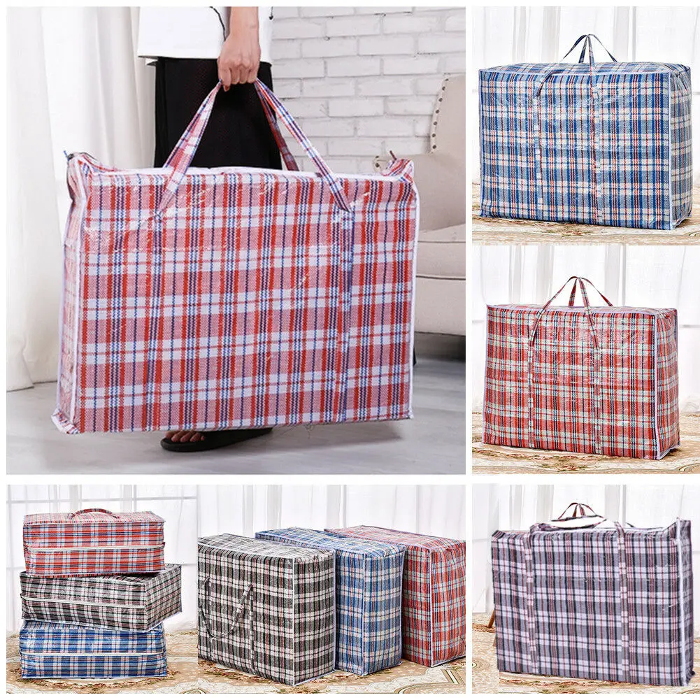 10 Jumbo Laundry Bags Zipped Reusable Large Shopping Bag Storage Bag With Handle 