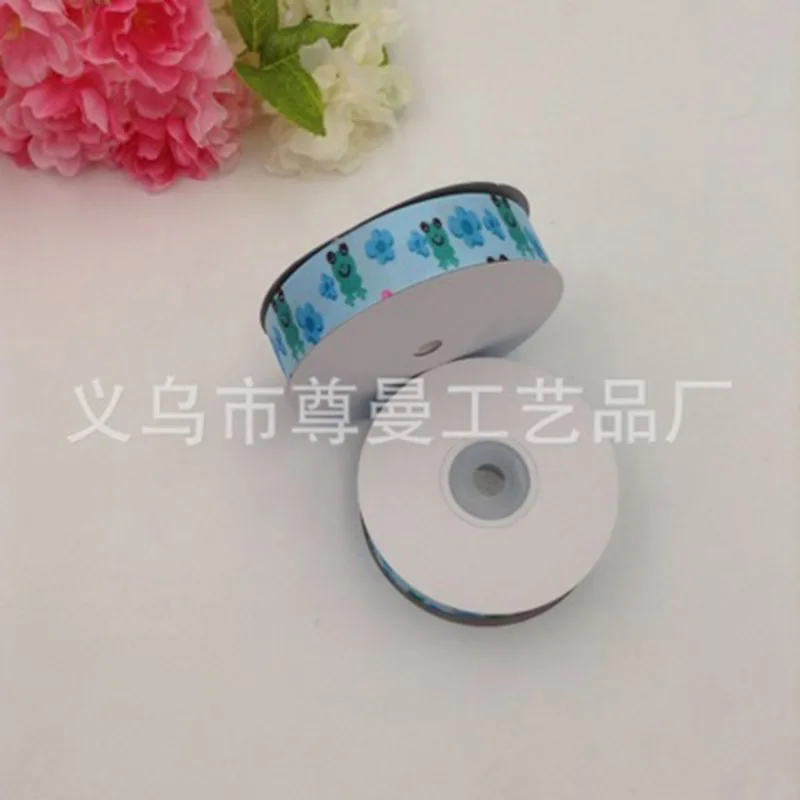 

2.5cm*20 Yards Ribbon Digital Printing Thermal Transfer Sublimation Line Belt Webbing Cartoon Frog Decorative Material Webbing