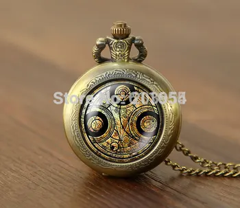 

Doctor Who Pocket Watches 12pcs/lot Necklace Dr Who masters fob locket pendant Timelord Seal Locket necklaces fashion jewelry