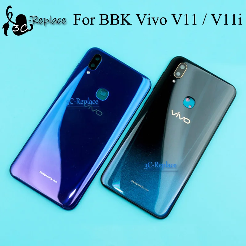 Черный/синий/розовый 6,3 дюймов для BBK Vivo V11/Vivo V11i задняя Батарея крышка дверца батарейного Корпус чехол сзади Стекло объектив Запасные части