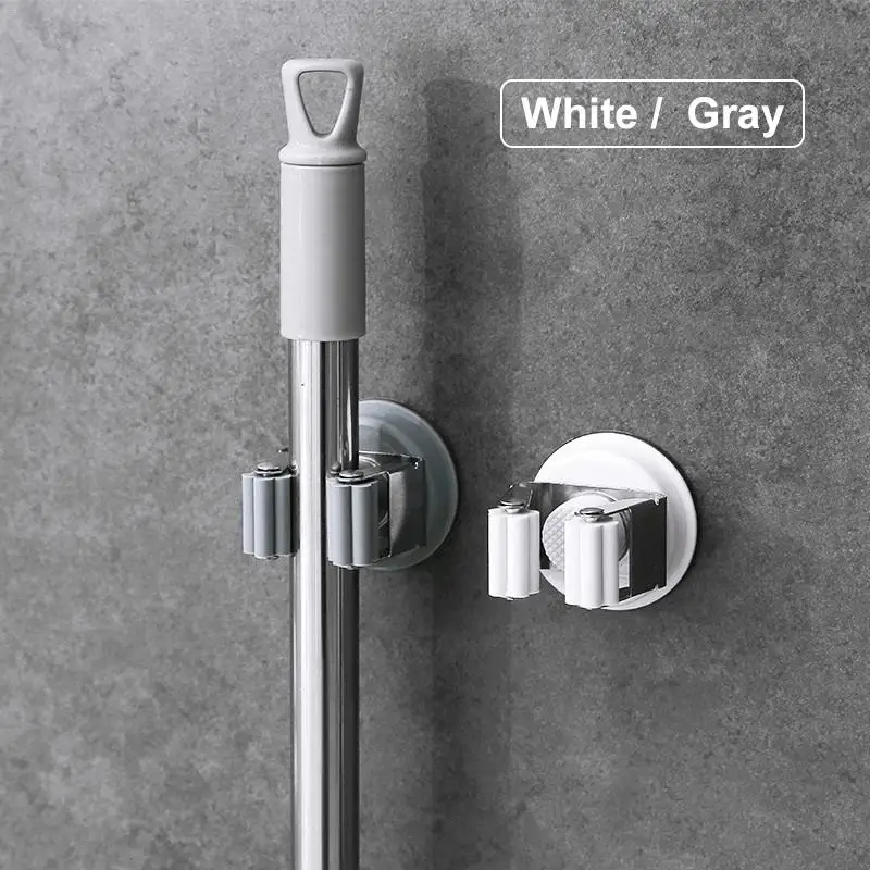 

Bathroom Traceless Suction Cup Stainless Steel Mop Clip Holder Storage Organizer Self Adhesive Wall Mounted Hooks Broom Holder