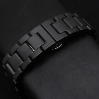 

Black Watchband matte Ceramic Watch strap bracelet 22mm Watch Accessories butterfly buckle deployment replacement watchbands new