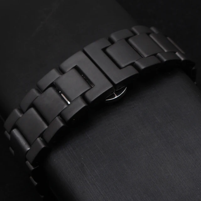 Black Watchband Matte Ceramic Watch Strap Bracelet 22mm Black Watchband Matte Ceramic Watch Strap Bracelet 22mm Accessories Erfly Buckle Deployment Replacement Watchbands New