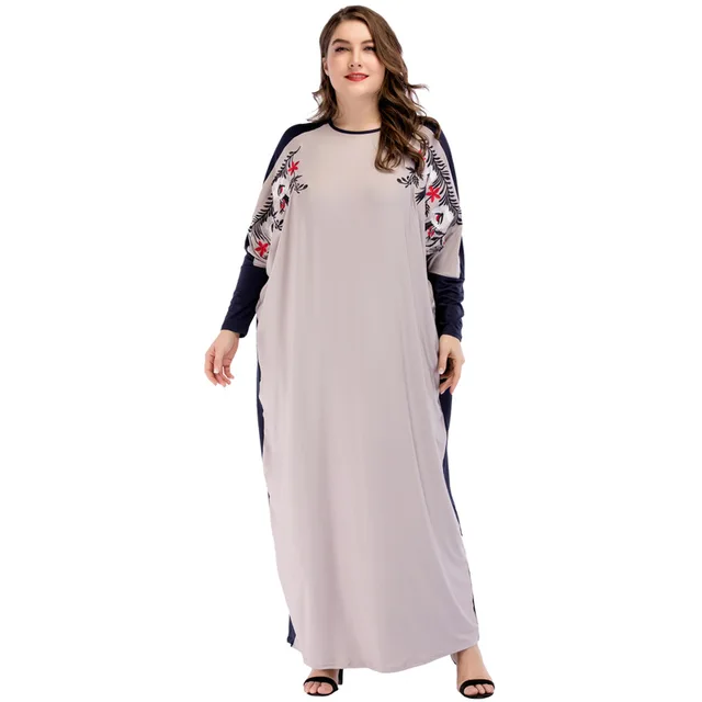 185444 Manches Chauve Souris Robe Ample Robe Brodee En Grande Taille Femmes Moyen Orient Rieling Robe Abaya Hijab Musulman Mode Aliexpress