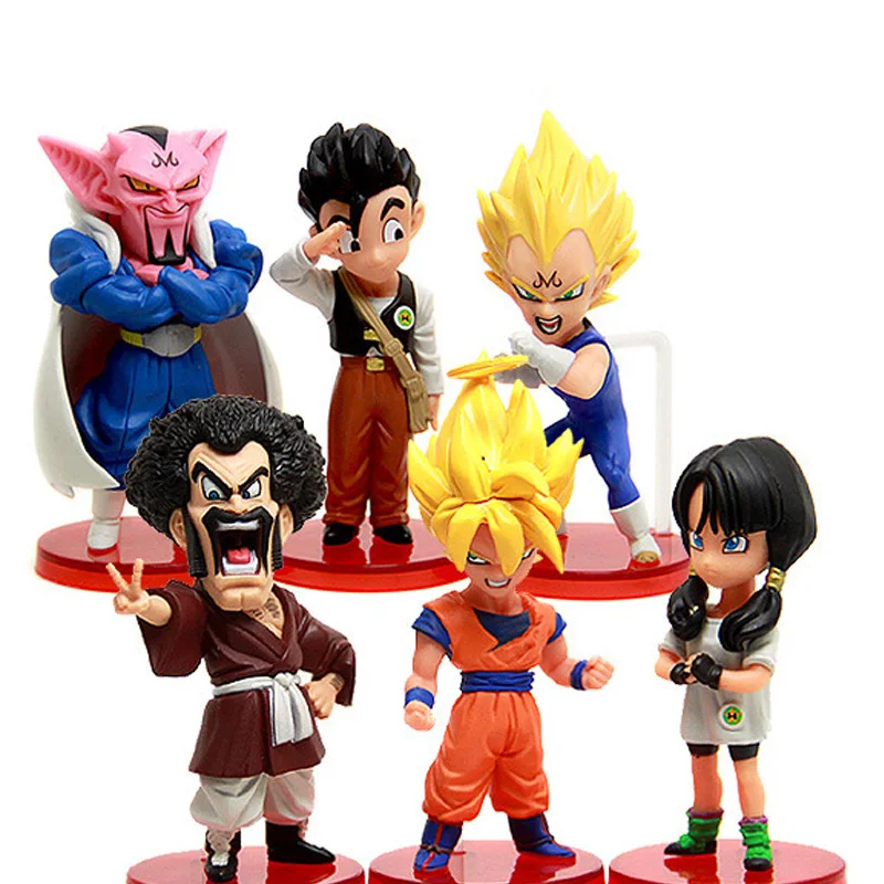 

6pc/lot 8-10cm Dragon Ball Z action figure anime Mark Videl Gohan Goku Vegeta Dabura Buu figurines Q version